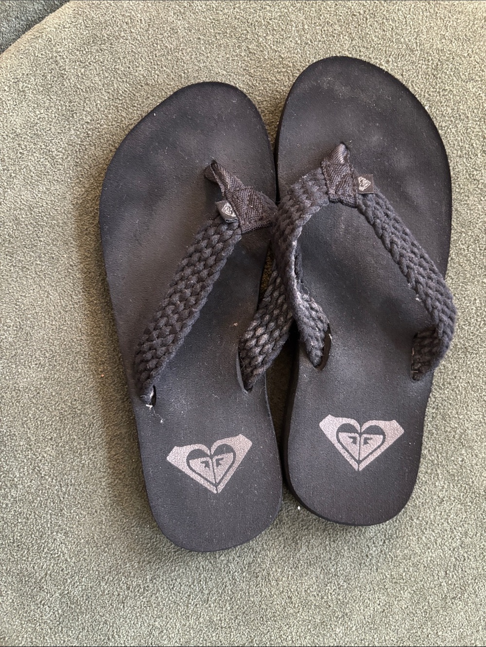 Roxy Black Braided-strap Flip Flops